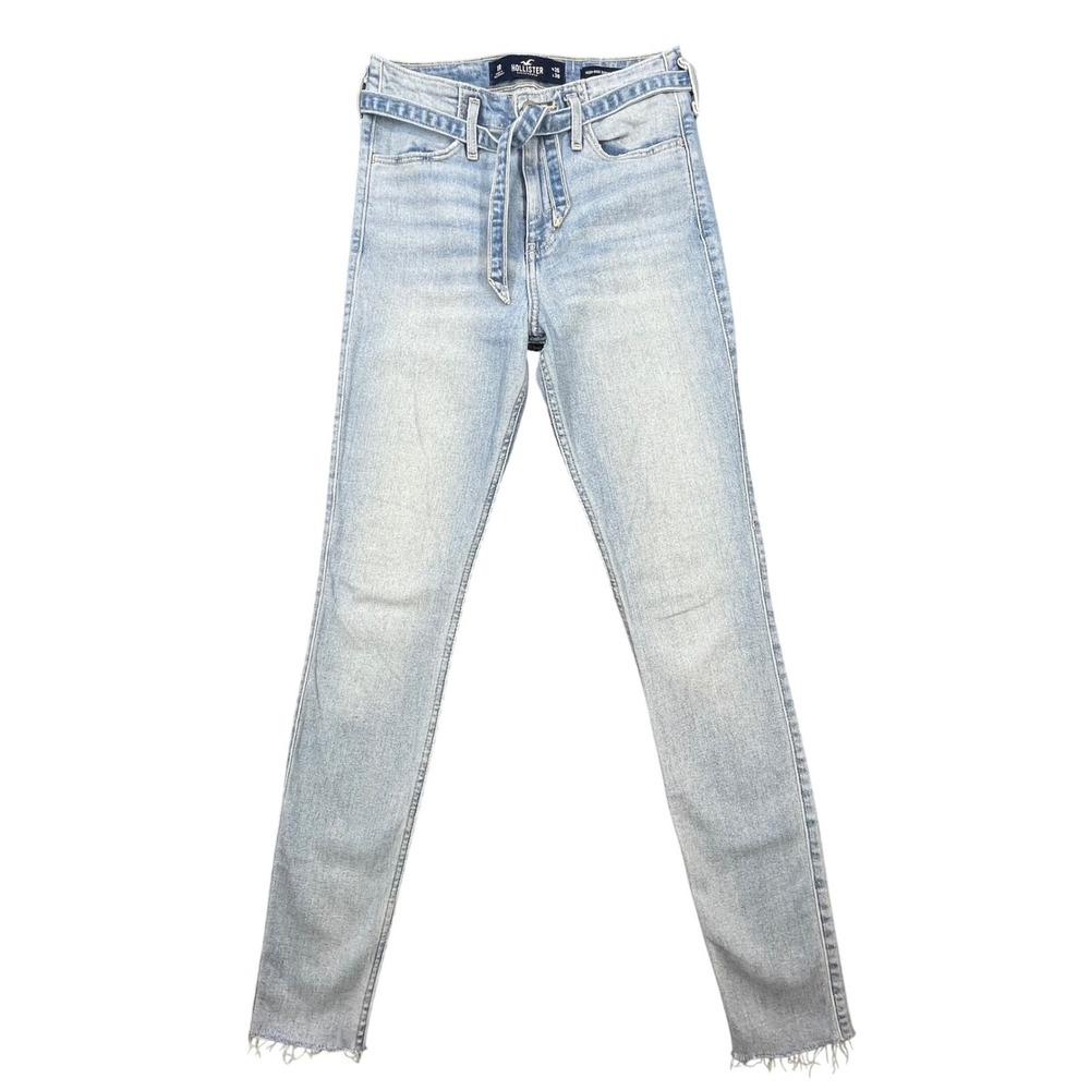 Hollister Light Wash Tie Waist High Rise Super Skinny Jeans Womens 1R
